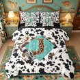 thumbnail image 1 of meiyoeat Cattle Pattern Monogram J 7-Piece Twin Bedding For Boys,Rustic Leopard Print Bedding Comforter Set,Black Reversible, 1 of 7