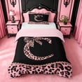 thumbnail image 1 of meiyoeat Cheetah Pattern Monogrammed C Twin Bedding For Kids,Pink Leopard Print Bow Duvet Cover Set For Girls,pink Reversible,2pcs(No Comforter), 1 of 6
