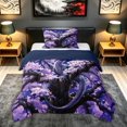 thumbnail image 1 of meiyoeat Cherry Blossom Moon Dragon Twin Comforter Sets for Men Women Kids, Japanese Style Wildlife Bedding Set, Purple Blue, Blue Reversible, 2 Pieces, 1 Comforter and 1 Pillowcase, 1 of 5