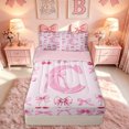 thumbnail image 1 of meiyoeat Cherry Bow Letter C Zipper Comforter Set with Fitted Sheet and 2 Pillowcases for Girls, Fruit Ribbon Zipper Bedding Set, Hot Pink, Pink Reversible, 3-Piece, 1 of 6