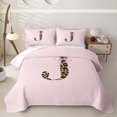 thumbnail image 1 of meiyoeat Chic Leopard Bow J Twin Quilt Set,Cheetah Print Monogram Initial Art Twin Coverlet Set For Girl,2 Pieces, 1 of 7