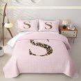 thumbnail image 1 of meiyoeat Chic Leopard Initial S Twin Quilt Set,Coquette Bow Print Monogram Design Twin Coverlet Set For Girl,2pcs, 1 of 7