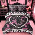 thumbnail image 1 of meiyoeat Chic Pearl Loves 7 Pieces Bedding Comforter Set For Girls,Black Bow Alphabet Print C Full Bedding Set For Kids,black Reversible, 1 of 7