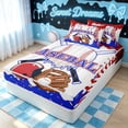 thumbnail image 1 of meiyoeat Classic Baseball Gear Zipper Twin Comforter Sets with Fitted Sheet and 2 Pillowcases for Boys, Drip Sprinkle Zipper Bedding Set, Red Blue, Blue Reversible, 4 Pieces, 1 of 7