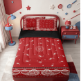 thumbnail image 1 of meiyoeat Classic Flower Zipper Queen Comforter Set with Fitted Sheet and 2 Pillowcases,Paisley Print Zipper Bedding Set For Adults,Red White,Black Reversible,4-Piece, 1 of 7