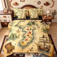 thumbnail image 1 of meiyoeat Classic Treasure Map 7-Piece Twin Bedding,Pirate Ship Anchor Bedding Comforter Set For Boys,Beige Brown,Black Reversible, 1 of 7