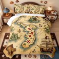 thumbnail image 1 of meiyoeat Classic Treasure Map Quilt Full,Pirate Ship Anchor Full Bedspread Sets For Boys,Beige Brown,3 Pieces,1 Coverlet and 2 Pillowcases, 1 of 7