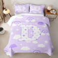 thumbnail image 1 of meiyoeat Cloud Stars Initial D Quilt Full,Purple Rainbow Heart Print Full Bedspread Sets For Girl,3 Pieces, 1 of 7