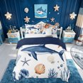 thumbnail image 1 of meiyoeat Coastal Shark Bedding for Kids Boys Girls, Watercolor Beach Animal Duvet Cover Full, White Blue, Blue Reversible, 3 Pieces, 1 Duvet Cover and 2 Pillowcases, 1 of 6