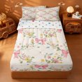thumbnail image 1 of meiyoeat Colorful Cute Floral Zipper Twin Comforter Sets with Fitted Sheet and 2 Pillowcases For Girls,Pink Ribbon Bow Zipper Bedding Set For Kids,Polkadot Reversible,4-Piece, 1 of 7