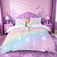 thumbnail image 1 of meiyoeat Colorful Gradient Bedding,Cute Rainbow Stars Print Duvet Cover Full For Girl,Reversible,3-Piece,1 Duvet Cover and 2 Pillowcases, 1 of 6