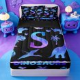 thumbnail image 1 of meiyoeat Colorful Ombre Monogrammed S Zipper Full Size Comforter Sets with Fitted Sheet and 2 Pillowcases For Boys,Dino Themed Initial Zipper Bedding Set,Black Reversible,4 Pieces, 1 of 7