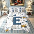 thumbnail image 1 of meiyoeat Construction Letter E Twin Bedding, Work Truck Bedding Comforter Set for Kids Boys, Blue, Reversible, 7-Piece, 1 of 6