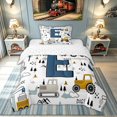 thumbnail image 1 of meiyoeat Construction Letter E Twin Comforter Sets, Work Truck Bedding Set for Kids Boys, Blue, Reversible, 2-Piece, 1 Comforter and 1 Pillowcase, 1 of 6