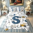thumbnail image 1 of meiyoeat Construction Letter S Full Size Bedding Sets for Boys, Cute Cartoon Truck Full Size Bed in a Bag for Bedroom, Blue, Reversible, 7pcs, 1 of 6