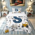 thumbnail image 1 of meiyoeat Construction Letter S Twin Comforter Sets for Boys, Cute Cartoon Truck Bedding Set for Bedroom, Blue, Reversible, 2pcs, 1 Comforter and 1 Pillowcase, 1 of 6