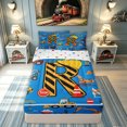 thumbnail image 1 of meiyoeat Construction R Initial Hard Hat Zipper Comforter Set with Fitted Sheet and 2 Pillowcases, Cartoon Truck Zipper Bedding Set for Boys Girls, Blue, Polkadot Reversible, 3pcs, 1 of 6