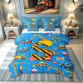thumbnail image 1 of meiyoeat Construction S Initial Hard Hat Twin Bedding, Cartoon Truck Bedding Comforter Set for Boys Girls, Blue, Polkadot Reversible, 7-Piece, 1 of 4