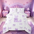 thumbnail image 1 of meiyoeat Coquette Bowknot Initial L Full Size Comforter Sets,Purple Watercolor Monogram Art Bedding Comforter Set For Girl,Reversible,3-Piece,1 Comforter and 2 Pillowcases, 1 of 7