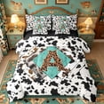 thumbnail image 1 of meiyoeat Cow Print Monogram A 7-Piece Twin Bedding For Boys,Western Leopard Initial Bedding Comforter Set,Black Reversible, 1 of 7
