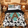 thumbnail image 1 of meiyoeat Cow Print Monogram A Bedding For Boys,Western Leopard Initial Duvet Cover Full,Black Reversible,3pcs,1 Duvet Cover and 2 Pillowcases, 1 of 6