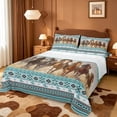thumbnail image 1 of meiyoeat Cowboy Horse Aztec Border Print Bed Sheets For Boys,Western Farm Pattern Full Size Sheets,4-Piece,1 Flat Sheet,1 Fitted Sheet and 2 Pillowcases, 1 of 6