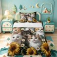 thumbnail image 1 of meiyoeat Cute Animal Cat Twin Sheets,Retro Rustic Floral Sunflowers Bedding For Girls,3-Piece1 Flat Sheet, 1 Fitted Sheet and 1 Pillowcase, 1 of 6