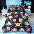 thumbnail image 1 of meiyoeat Cute Baseball US Flag Full Size Bedding Sets for Boys, Sprinkle Ice Cream Drip Full Size Bed in a Bag, Black Reversible, 7pcs, 1 of 6