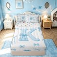 thumbnail image 1 of meiyoeat Cute Bow Letter K Zipper Comforter Set with Fitted Sheet and 2 Pillowcases for Girls, Watercolor Ribbon Zipper Bedding Set for Bedroom, Blue, Polkadot Reversible, 3-Piece, 1 of 6