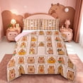 thumbnail image 1 of meiyoeat Cute Capybara Full Size Comforter Sets,Kawaii Alphabet Print Bedding Comforter Set,Pink Reversible,3 Pieces,1 Comforter and 2 Pillowcases, 1 of 7
