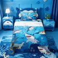 thumbnail image 1 of meiyoeat Cute Cartoon Shark Twin Sheets For Boys,Watercolor Ocean Theme Bedding For Kids,3pcs, 1 of 6