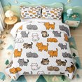 thumbnail image 1 of meiyoeat Cute Cat Cartoon Bed Spread Queen,Kitten Animal Print Queen Coverlet Set For Girls,3 Pieces,1 Quilt and 2 Pillowcases, 1 of 7