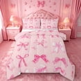 thumbnail image 1 of meiyoeat Cute Coquette Bow Full Size Comforter Sets For Girls Kids,Pink Ribbon Bowtie Bedding Comforter Set For Bowknot Lovers,Pink Reversible,3-Piece, 1 of 7