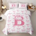 thumbnail image 1 of meiyoeat Cute Coquette Bow Quilt Full For Girls,Pink Initial Latter B Full Bedspread Sets For Kids,3 Pieces, 1 of 7
