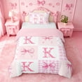 thumbnail image 1 of meiyoeat Cute Coquette Bow Twin Duvet Cover For Kids,Pink Bowknot Initial Letter K Twin Bedding,Pink Reversible,2-Piece(No Comforter), 1 of 6