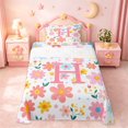 thumbnail image 1 of meiyoeat Cute Floral Initial Print Twin Sheet Sets For Girls,Multicolor Flowers Monogrammed H Letter Bedding For Kids,3-Piece, 1 of 6