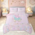 thumbnail image 1 of meiyoeat Cute Floral Letter R Full Size Comforter Sets for Kids Girls, Pastel Initial Bedding Comforter Set for Birthday Party, Pink, Pink Reversible, 3 Pieces, 1 Comforter and 2 Pillowcases, 1 of 6