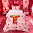 thumbnail image 1 of meiyoeat Cute Flowers Daisy Twin Duvet Cover,Strawberry Floral Theme Initial T Twin Bedding For Girl,Pink Reversible,2pcs,1 Duvet Cover and 1 Pillowcase, 1 of 6
