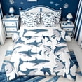 thumbnail image 1 of meiyoeat Cute Ocean Shark 7-Piece Twin Bedding For Boys,Marine Animal Bedding Comforter Set For Kids,Reversible, 1 of 7