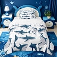 thumbnail image 1 of meiyoeat Cute Ocean Shark Twin Comforter Sets For Boys,Marine Animal Bedding Set For Kids,Reversible,2-Piece, 1 of 7