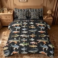 thumbnail image 1 of meiyoeat Cute Pike Fish 7 Pieces Full Size Bedding Sets For Boys,Black Watercolor Print Full Size Bed in a Bag Kids,Black Reversible, 1 of 7