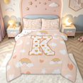thumbnail image 1 of meiyoeat Cute Rainbow Love Heart Full Size Comforter Sets for Girls, Lovely Star Moon Bedding Comforter Set for Bedroom, Peach, Polkadot Reversible, 3pcs, 1 Comforter and 2 Pillowcases, 1 of 6