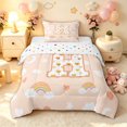 thumbnail image 1 of meiyoeat Cute Rainbow Love Heart Twin Comforter Sets for Girls, Lovely Star Moon Bedding Set for Bedroom, Peach, Polkadot Reversible, 2pcs, 1 Comforter and 1 Pillowcase, 1 of 6
