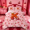 thumbnail image 1 of meiyoeat Cute Strawberry Daisy Full Size Comforter Sets,Kids Personalized Initial Alphabet K Bedding Comforter Set For Girl,Pink Reversible,3-Piece,1 Comforter and 2 Pillowcases, 1 of 7
