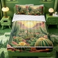 thumbnail image 1 of meiyoeat Desert Botanical Cactus Zipper Full Size Comforter Sets with Fitted Sheet and 2 Pillowcases For Kids,Rustic Western Cowgirl Farmhouse Zipper Bedding Set For Girls,Reversible,4 Pieces, 1 of 7