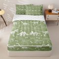 thumbnail image 1 of meiyoeat Dino Skeleton Zipper Queen Comforter Set with Fitted Sheet and 2 Pillowcases for Boys Teens, Brachiosaurus Wildlife Zipper Bedding Set, Olive, Reversible, 4 Pieces, 1 of 6