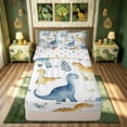 thumbnail image 1 of meiyoeat Dino Wildlife Zipper Comforter Set with Fitted Sheet and 2 Pillowcases for Kids Boys Girls, Jungle Leaf Botanical Zipper Bedding Set, Green White, Polkadot Reversible, 3 Pieces, 1 of 6