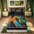 thumbnail image 1 of meiyoeat Dinosaur K Initial Zipper Comforter Set with Fitted Sheet and 2 Pillowcases, Cartoon Animals Zipper Bedding Set for Boys Girls, Black Reversible, 3pcs, 1 of 6
