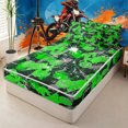 thumbnail image 1 of meiyoeat Dirt Bike Pattern Zipper Twin Comforter Sets with Fitted Sheet and 2 Pillowcases for Boys,Graffiti Art Zipper Bedding Set for Bedroom,Green Gray,Reversible, 1 of 6
