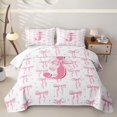 thumbnail image 1 of meiyoeat Dreamy Princess Style Bow Twin Quilt Set For Kids,Ribbon Bowtie Alphabet Print J Twin Coverlet Set For Girls,2pcs, 1 of 7